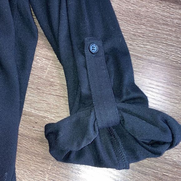 Women’s Large Pleione Split Neck Long Sleeve Black Blouse - Picture 4 of 9